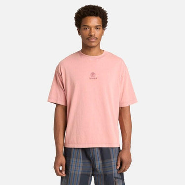 Men's Wide-Size Embroidered Logo T-Shirt (Ash Rose)