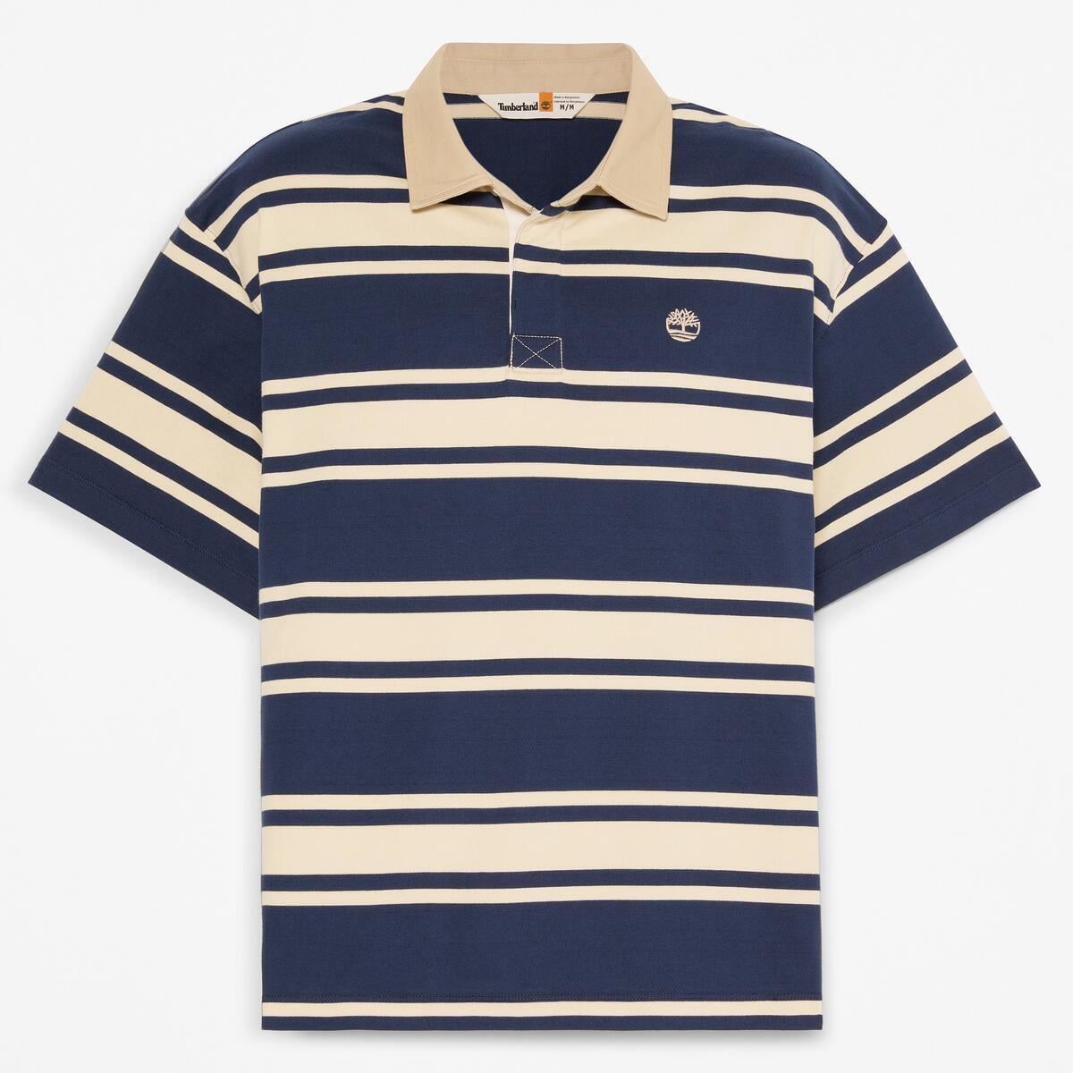 Men's Striped Short-Sleeve Rugby Polo (Peacoat-Putty)