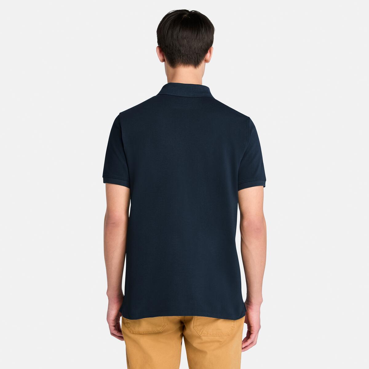Men’s Millers River Tipped Pique Short Sleeve Polo (Dark Sapphire)