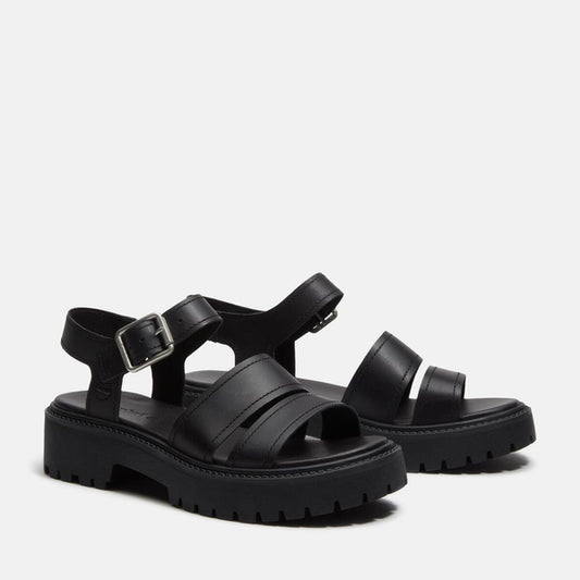 Women’s Stone Street Platform Backstrap Sandal (Black full grain)