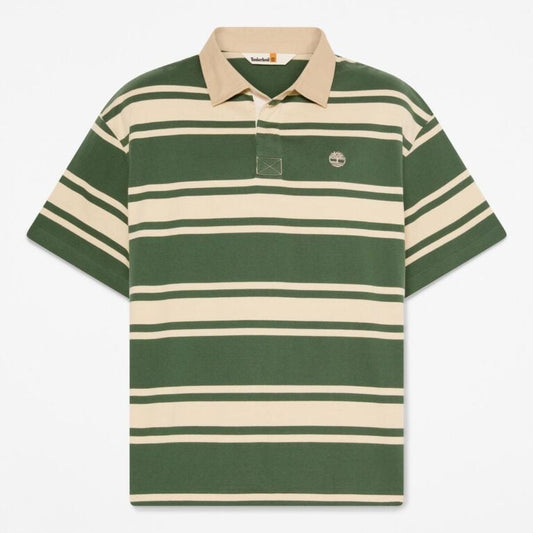 Men's Striped Short-Sleeve Rugby Polo (Pineneedle-Putty)