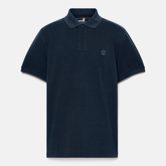 Men’s Millers River Tipped Pique Short Sleeve Polo (Dark Sapphire)