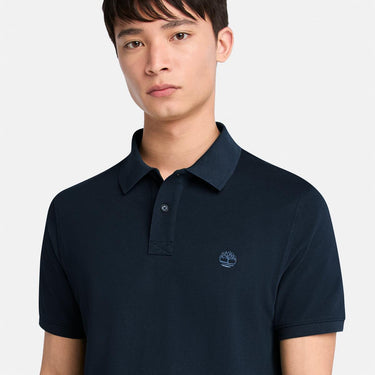 Men’s Millers River Tipped Pique Short Sleeve Polo (Dark Sapphire)