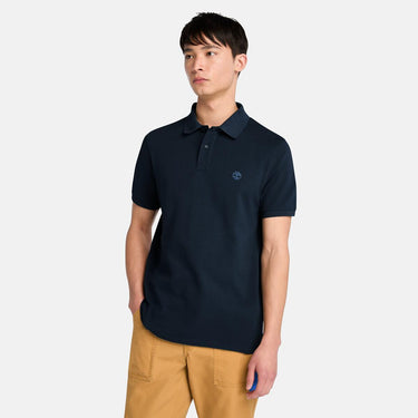 Men’s Millers River Tipped Pique Short Sleeve Polo (Dark Sapphire)