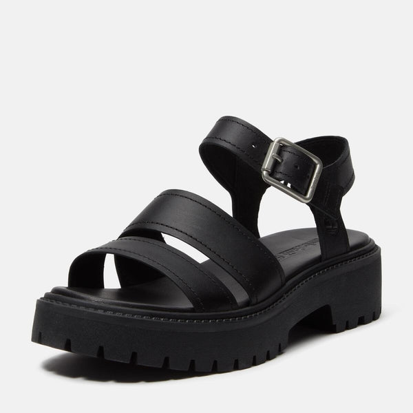 Women’s Stone Street Platform Backstrap Sandal (Black full grain)