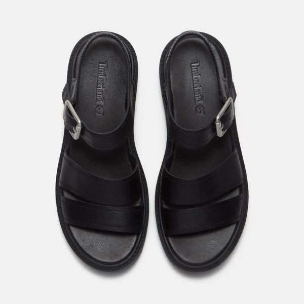 Women’s Stone Street Platform Backstrap Sandal (Black full grain)