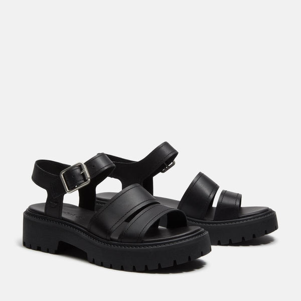 Women’s Stone Street Platform Backstrap Sandal (Black full grain)