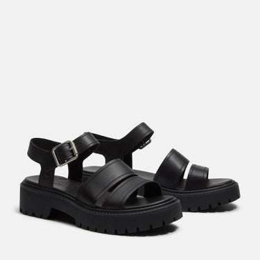 Women’s Stone Street Platform Backstrap Sandal (Black full grain)