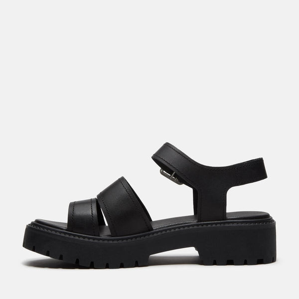 Women’s Stone Street Platform Backstrap Sandal (Black full grain)