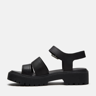 Women’s Stone Street Platform Backstrap Sandal (Black full grain)