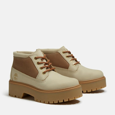 Women’s Mix Tape Stone Street Mid Lace Up Waterproof Boot (Light Beige Nubuck with Medium Beige)