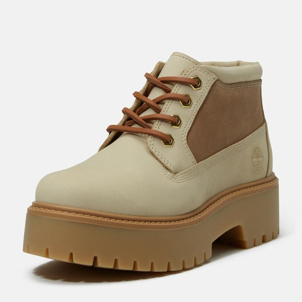 Women’s Mix Tape Stone Street Mid Lace Up Waterproof Boot (Light Beige Nubuck with Medium Beige)