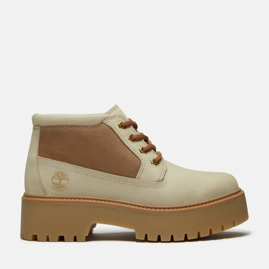 Women’s Mix Tape Stone Street Mid Lace Up Waterproof Boot (Light Beige Nubuck with Medium Beige)