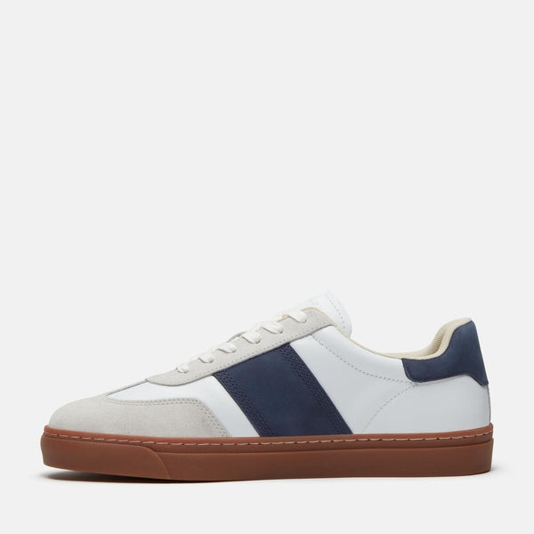 Men’s Lisbon Street Sneaker (White Full Grain with Dark Blue)