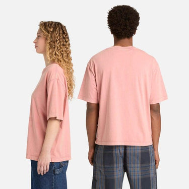 Men's Wide-Size Embroidered Logo T-Shirt (Ash Rose)